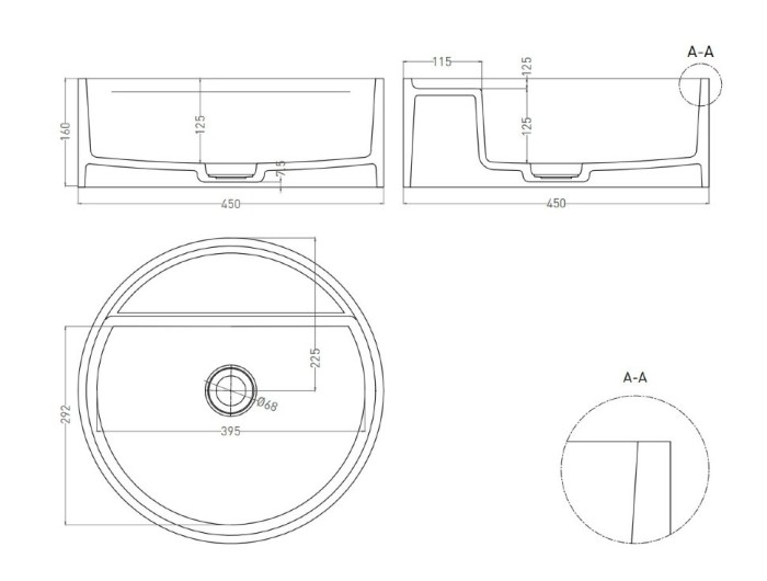 Раковина накладная 45x45, глянцевая, Salini ARMONIA TOP арт. 130116G