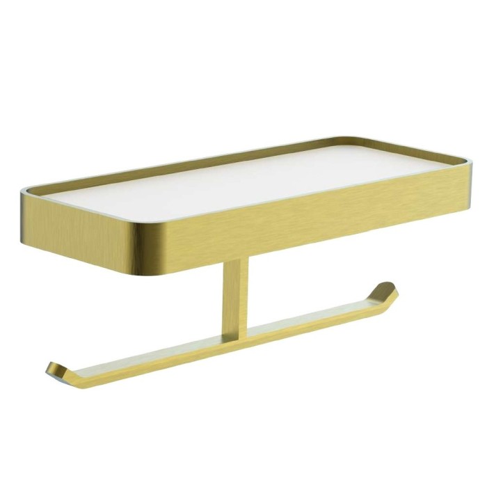 Двойной держатель для туалетной бумаги с полкой, Wonzon &amp; Woghand Lotte, WW-8356A-BG цвет: золото