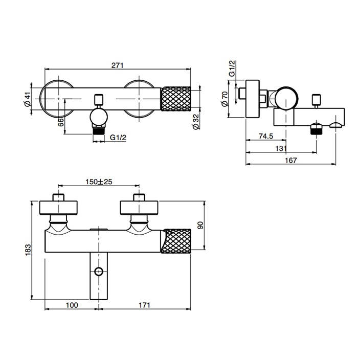Fima Carlo Frattini Смеситель для ванны, настенный, Spillo Tech, F3034T/1NXNS цвет: черный