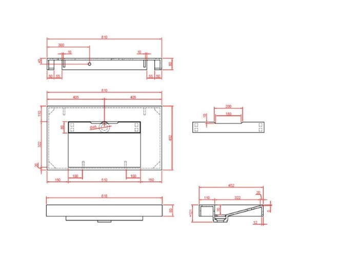 Столешница моноблок calacatta (810x452x80), Boheme Flat - 859-080-CLCT