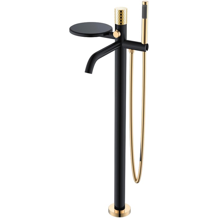 Смеситель напольный black diamond gold, Boheme Stick - 129-BG