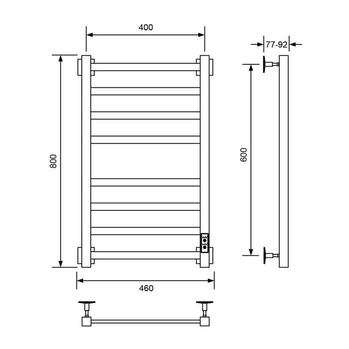 Электрический полотенцесушитель 40x80, Veconi Barro-A арт. B8040B-A