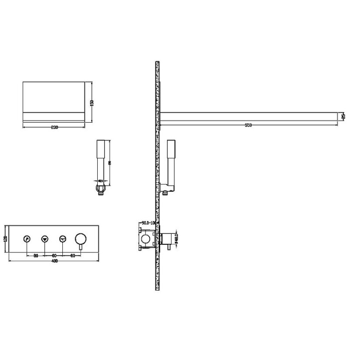 Встроенная душевая система, белый, FUSION Boheme 130-MW