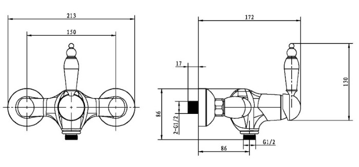 Смеситель для душа, золото, Tradizionale Oro Boheme 284