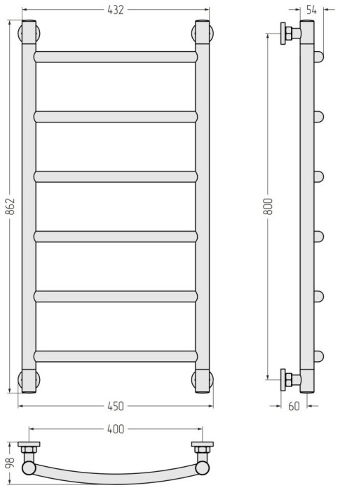 Сунержа Водяной полотенцесушитель 800x400, Галант+, 071-0200-8040 цвет: сатин