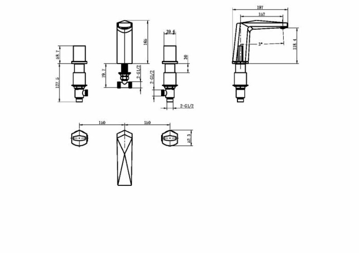 Смеситель для раковины, белый, Venturo Boheme 150-WCR-ICE