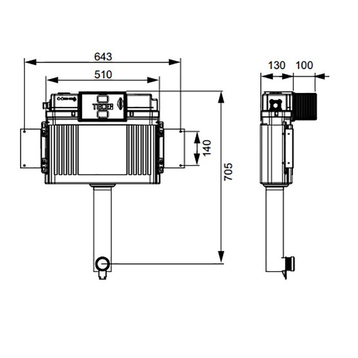 Встраиваемый бачок для напольного унитаза, фронт, base TECE арт. 9041308