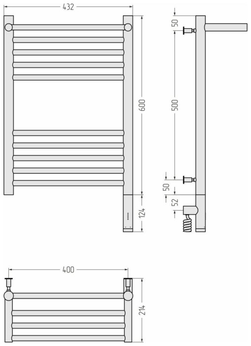Сунержа Электрический полотенцесушитель 600x400, Богема 3.0 с 1 полкой, 03-5807-6040 цвет: золото