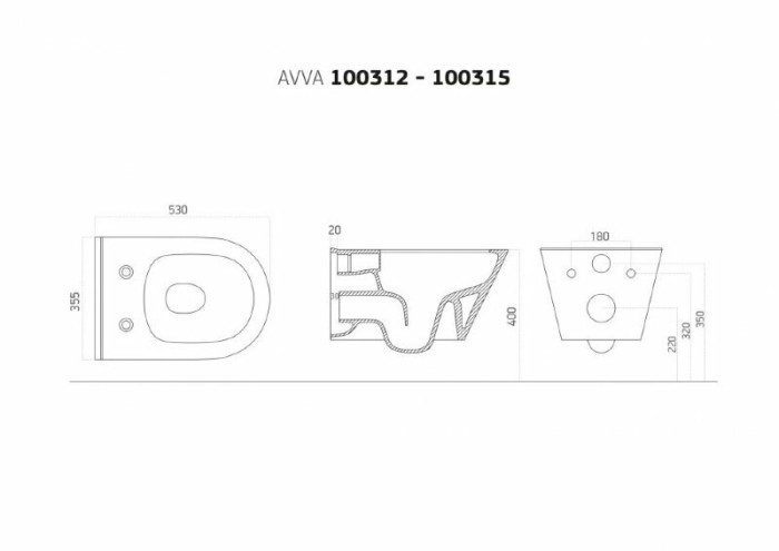 Унитаз подвесной, Avva (без крышки), белый, Avva Boheme 972-W