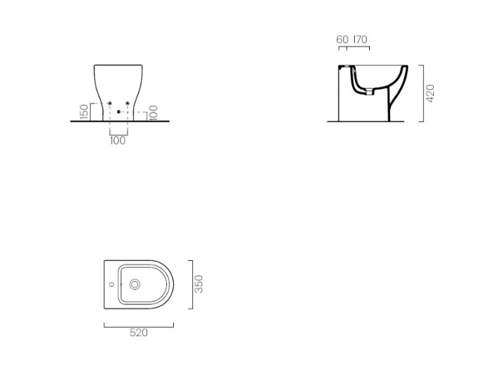 Биде напольное 35х52 см, с 1 отверст.для смесителя, без крышки, City GSI арт. 9162111