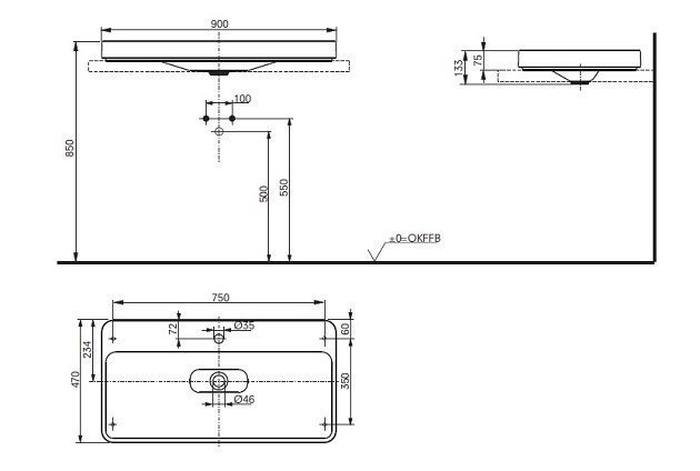 Раковина накладная для ванной 90 см, SERIES SG TOTO, LW172YBT1 цвет: белый