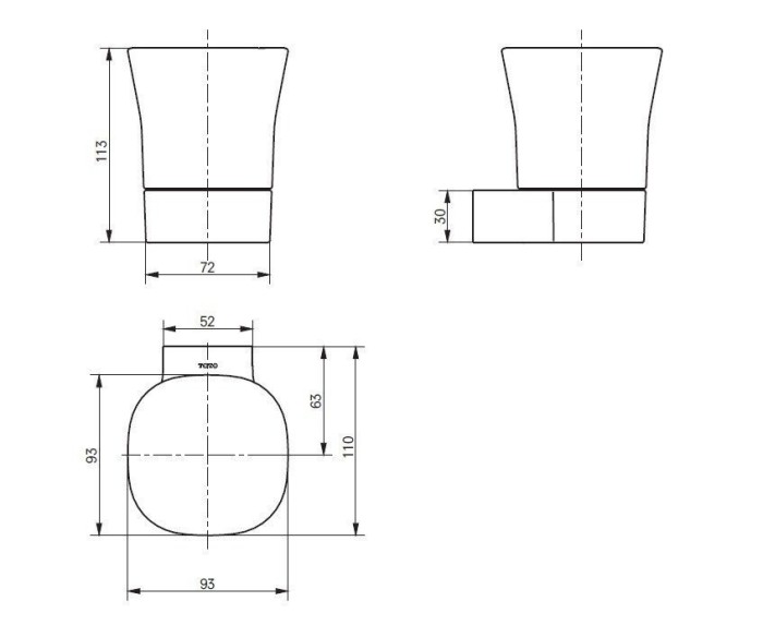 Стакан для зубных щеток, настенный, MH TOTO, YA10274U цвет: хром