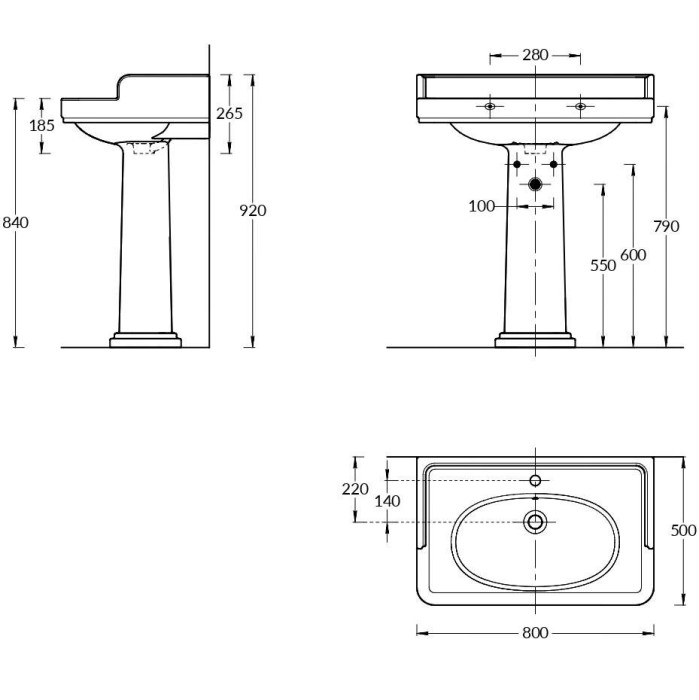Раковина подвесная 80x50см, Pompei Kerama Marazzi, белый - PO.wb.80