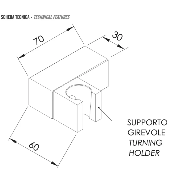 Держатель ручного душа никель глянцевый, Remer, внешнего монтажа 339SSNP