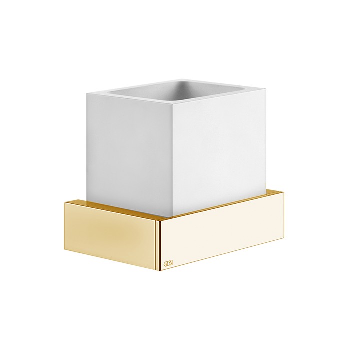 Стакан для зубных щеток подвесной, Gessi Rettangolo, gold ccp/белый арт. 20807#080