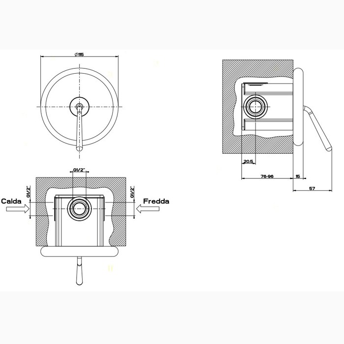 Встраиваемый однорычажный смеситель, Gessi Goccia, черный арт. 33744#299