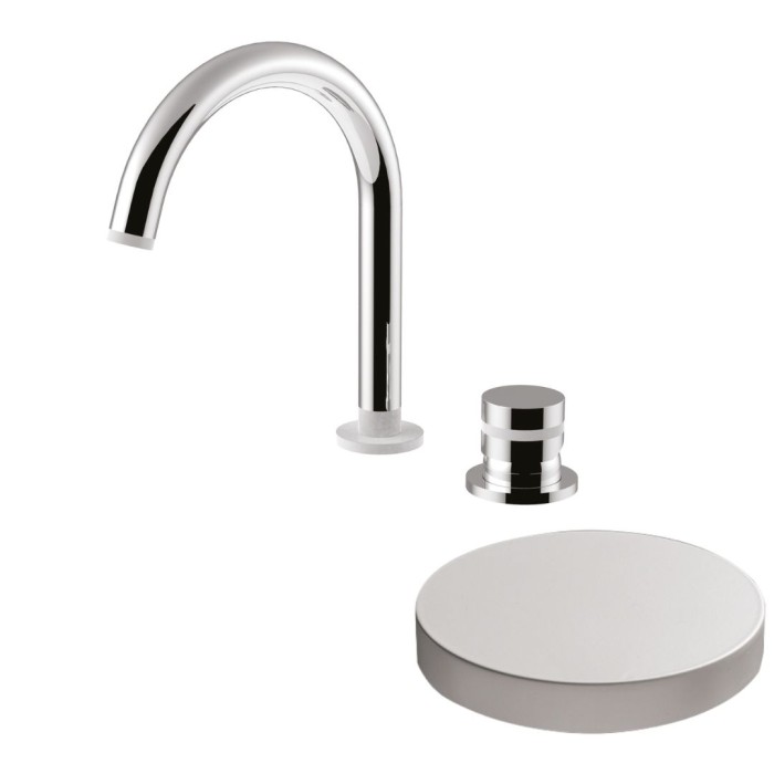 Смеситель для раковины на 2 отверстия, однорычажный, поворотный излив, без донного клапана, Giulini My ring, белый матовый арт. MR0040/SCBO