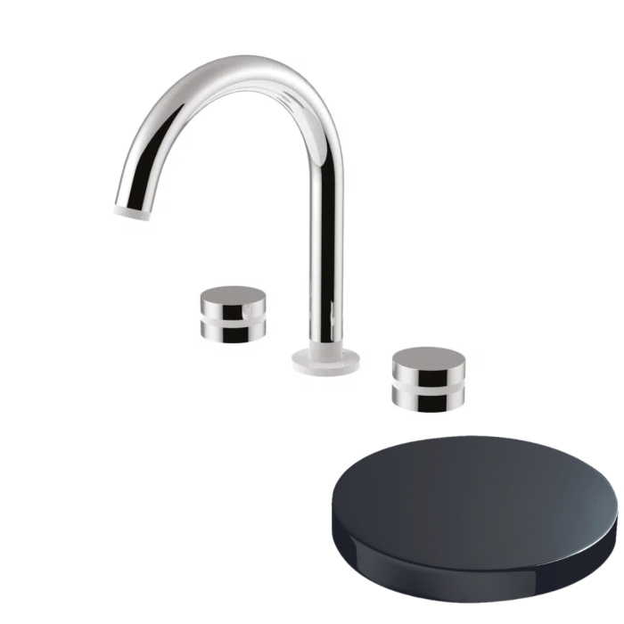 Смеситель для раковины на 3 отверстия, поворотный излив, без донного клапана, Giulini My ring, хром черный глянц арт. MR0112/SCCRN