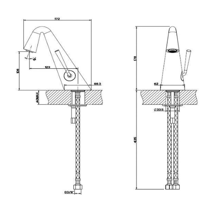 Смеситель для раковины, с соединительными шлангами, Gessi Cono, black xl арт. 45001#299