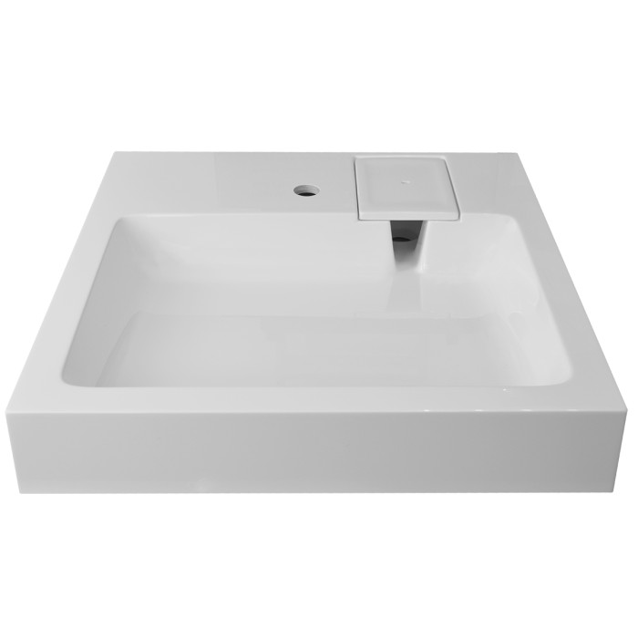 Раковина Slim NEW 600х600х100 литьевой мрамор, сифон в комплекте, белая, Azario Slim - CS00086608