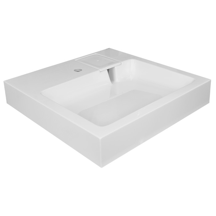 Раковина Slim NEW 600х600х100 литьевой мрамор, сифон в комплекте, белая, Azario Slim - CS00086608