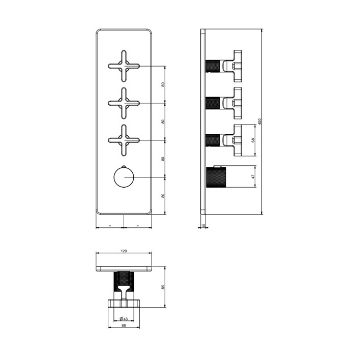 Смеситель для душа, встраиваемый, термостатический, резьба 3/4", Gessi Inciso, black xl арт. 58226#299
