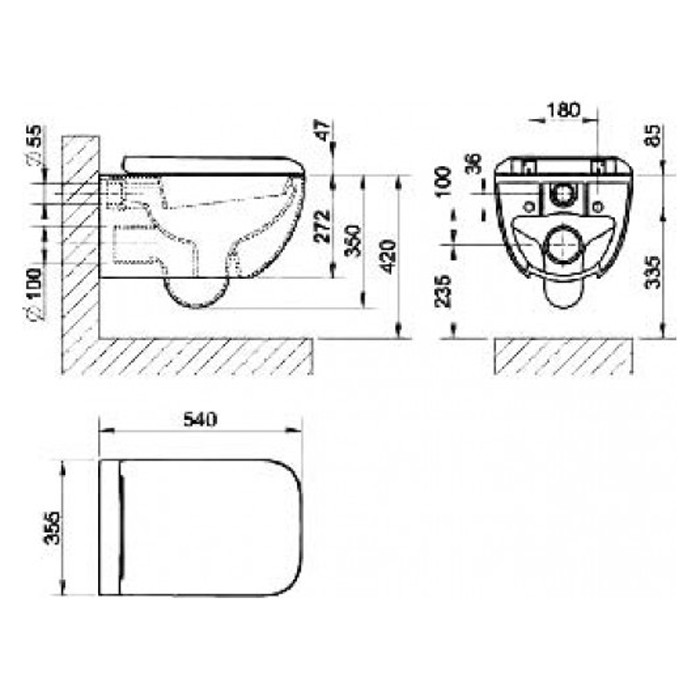 Унитаз подвесной 54.35.5см, в комплекте с сиденьем Soft Close и сифоном, Gessi Goccia, белый арт. 39113#518