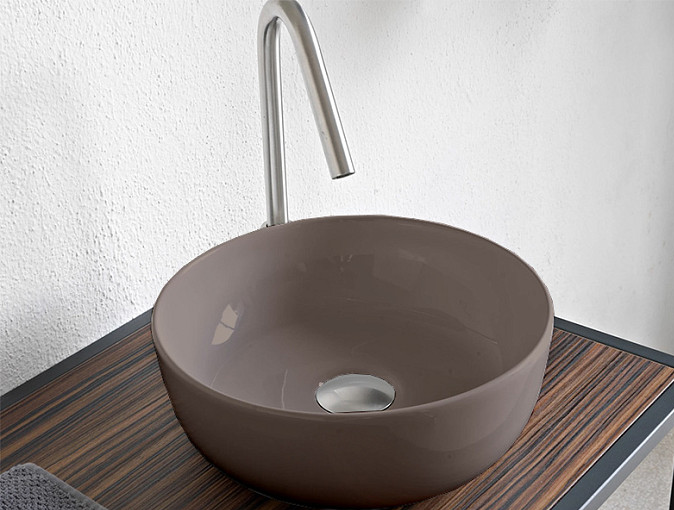 Раковина накладная, без перелива, без отверстий, цвет песочный матовый, Scarabeo Glam - 1807 52