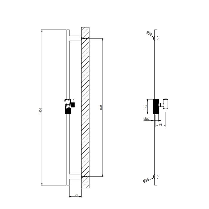 Штанга для душа, Gessi Anello, black xl арт. 63485#299