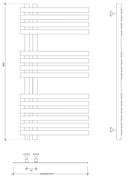 Полотенцесушитель водяной 80x7x50 Коредо (черный) Secado арт. 4673739253625
