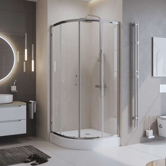 Душевой уголок 90x195 BelBagno, глянцевый хром, Uno-195 арт. UNO-195-R-2-90-C-Cr