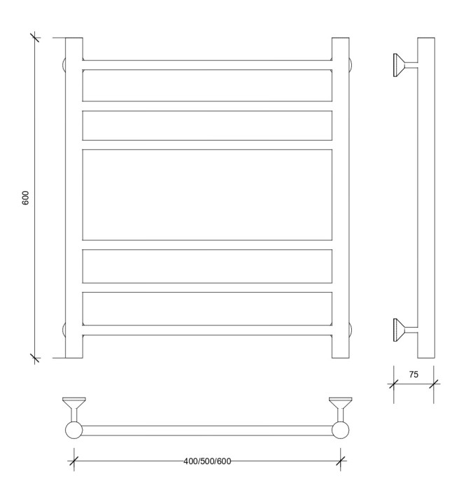 Полотенцесушитель водяной 60x40 Триада 3 (хром) Secado арт. 4603777443740