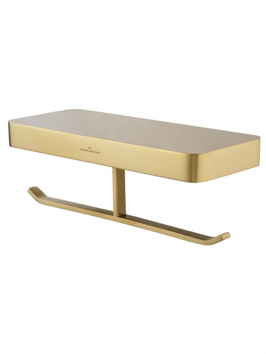 Двойной держатель для туалетной бумаги с полкой, Wonzon &amp; Woghand Lotte, WW-8356-BG цвет: золото