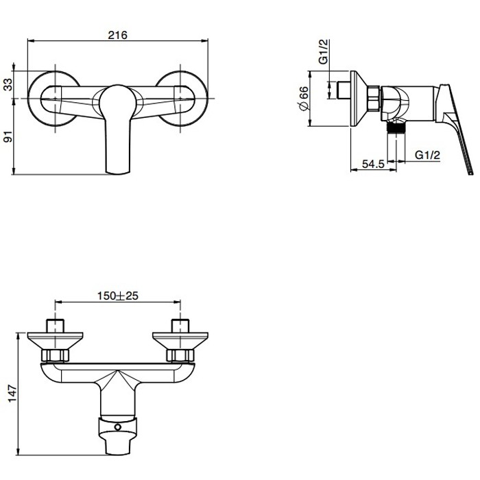 Fima Carlo Frattini Смеситель для душа внешнего монтажа без душевого комплекта, Serie 4, F3765/1CR цвет: хром