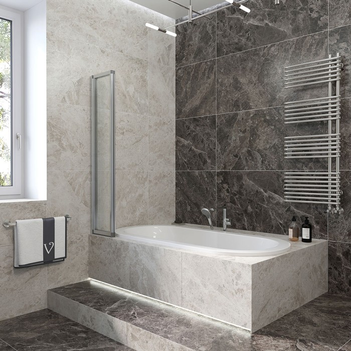 Шторка на ванну 1200x1500, Veconi Palau, хром, стекло прозрачное арт. PL74L-120-01-19C4