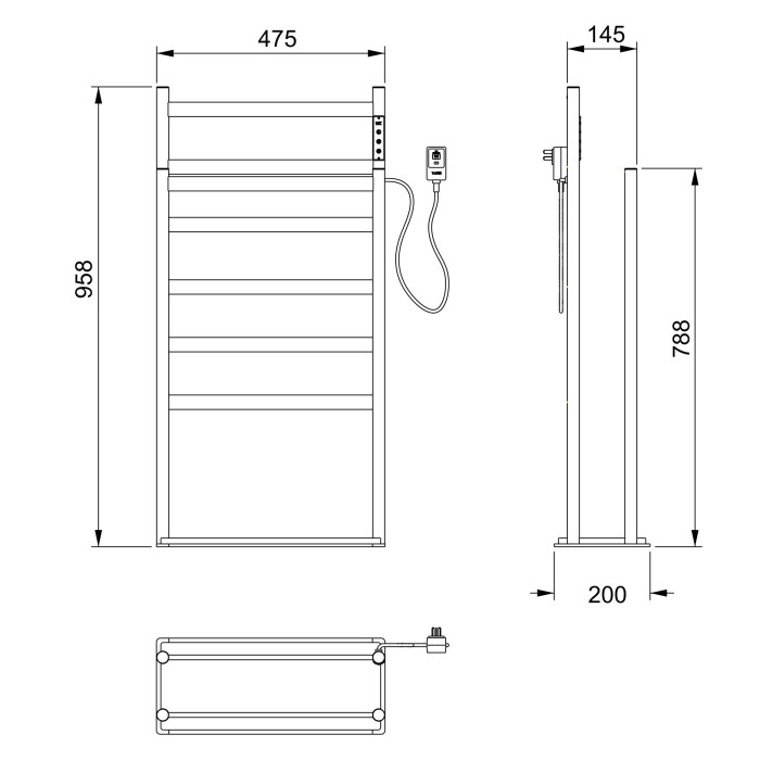Полотенцесушитель электрический напольный, Wonzon & Woghand Essen, WW-A407-BG цвет: золото