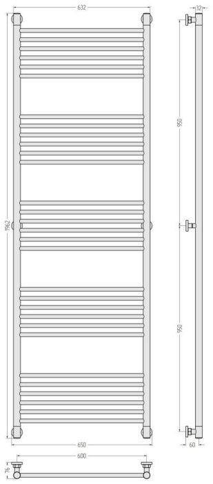 Сунержа Водяной полотенцесушитель 1900x600, Богема+ прямая, 30-0220-1960 цвет: матовый белый