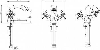Смеситель для раковины, хром, Royal Crystal Boheme 271-Royal/CRST