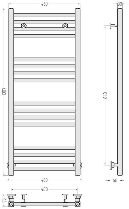Сунержа Водяной полотенцесушитель 1000x400, Модус, 15-0250-1040 цвет: тёмный титан муар