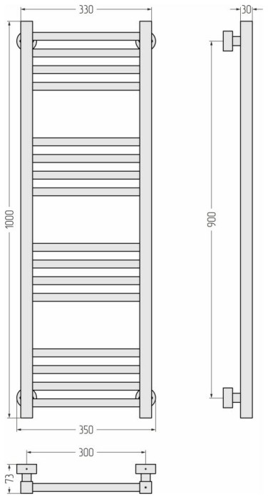 Сунержа Водяной полотенцесушитель 1000x300, Модус PRO, 15-0450-1030 цвет: тёмный титан муар