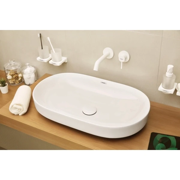 Смеситель для раковины скрытого монтажа, EcoSmart+, Hansgrohe Tecturis S, белый арт. 73350700