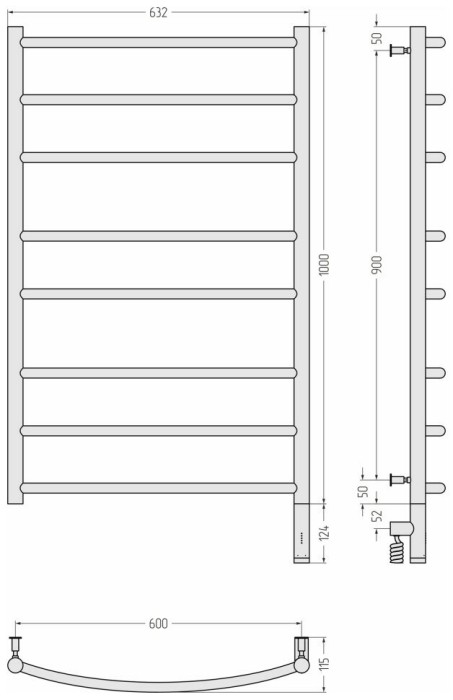 Сунержа Электрический полотенцесушитель 1200x400, Галант 3.0, 05-5801-1060 цвет: состаренная бронза