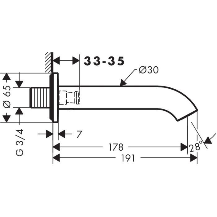Излив для ванной Uno Axor, шлифованный никель арт. 38411820