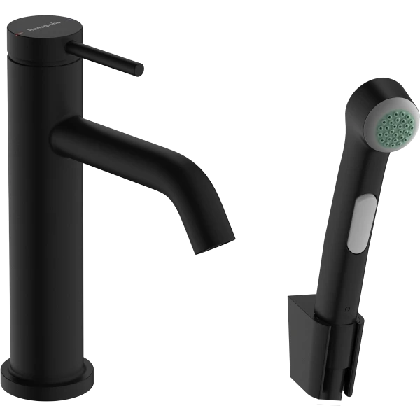 Смеситель для раковины с гигиеническим душем и душевым шлангом, Hansgrohe Talis Select S, чёрный арт. 73211670