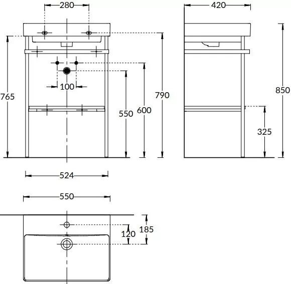 Металлическая структура 55 напольнаясм, Pro Kerama Marazzi, черный - PRO.55.01\BLK.M