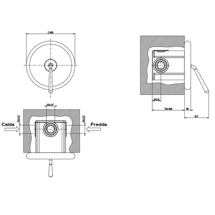 Встраиваемый однорычажный смеситель, Gessi Goccia, белый арт. 33744#279