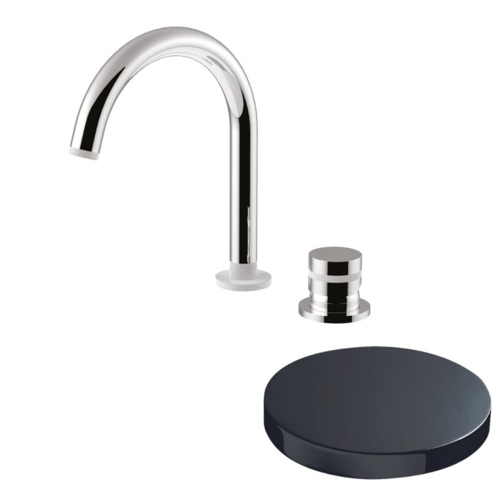 Смеситель для раковины на 2 отверстия, однорычажный, поворотный излив, без донного клапана, Giulini My ring, хром черный глянц арт. MR0040/SCCRN