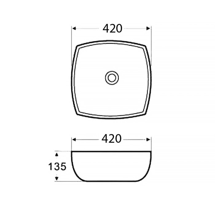 Раковина накладная 420х420х135 белая, Azario - AZ-2076 SP