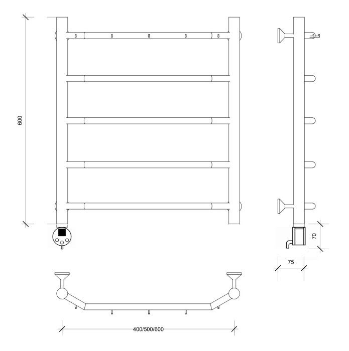 Полотенцесушитель электрический 60x50 Агата 1 К Secado арт. 4673739230886