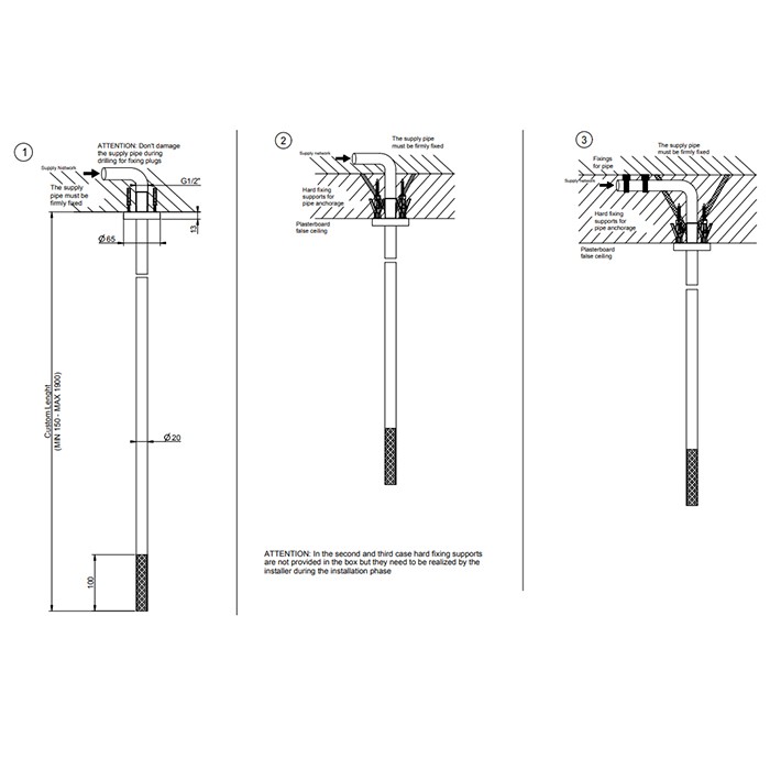 Излив потолочный для удаленного управления, длина под заказ(365-1900мм), Gessi 316, brushed black metal pvd арт. 54196#707